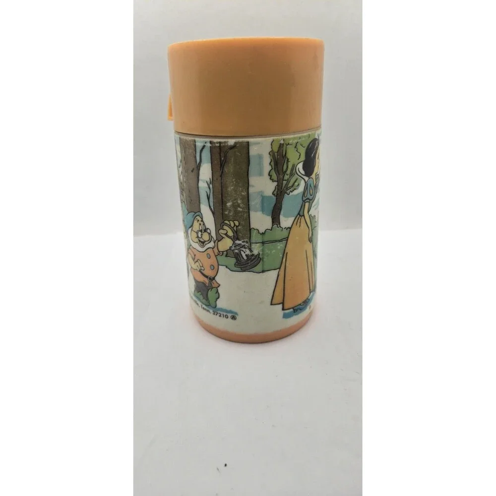 VTG Snow White & the Seven Dwarfs Lunchbox Thermos Aladdin 8oz w/Stopper & Lid